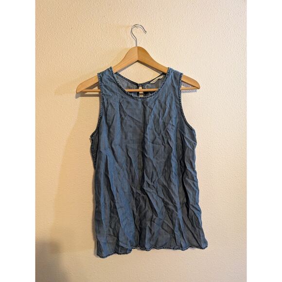 Gap chambray denim tank top size S lyocell - Picture 2 of 7